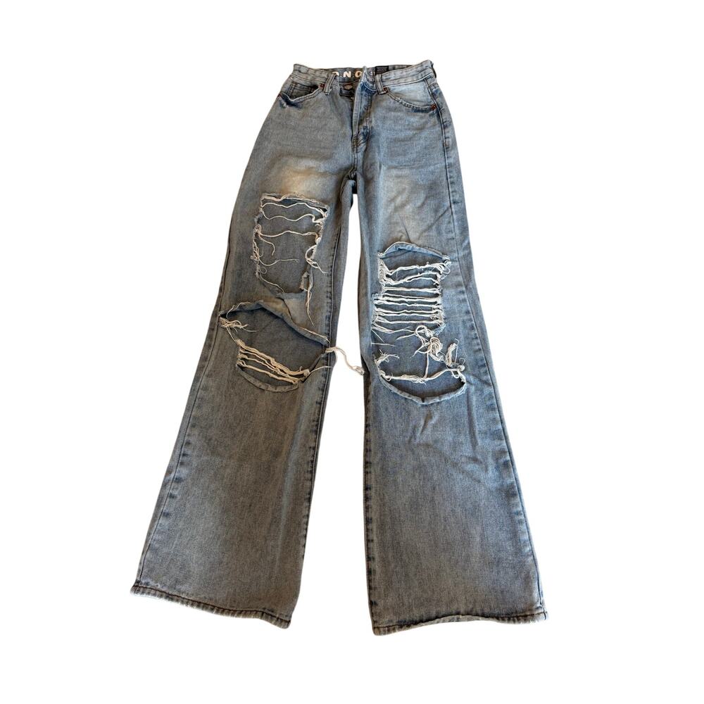S.O.N.G. Street Jean Light Wash Distressed Straight Leg Jeans Size 00 / 23